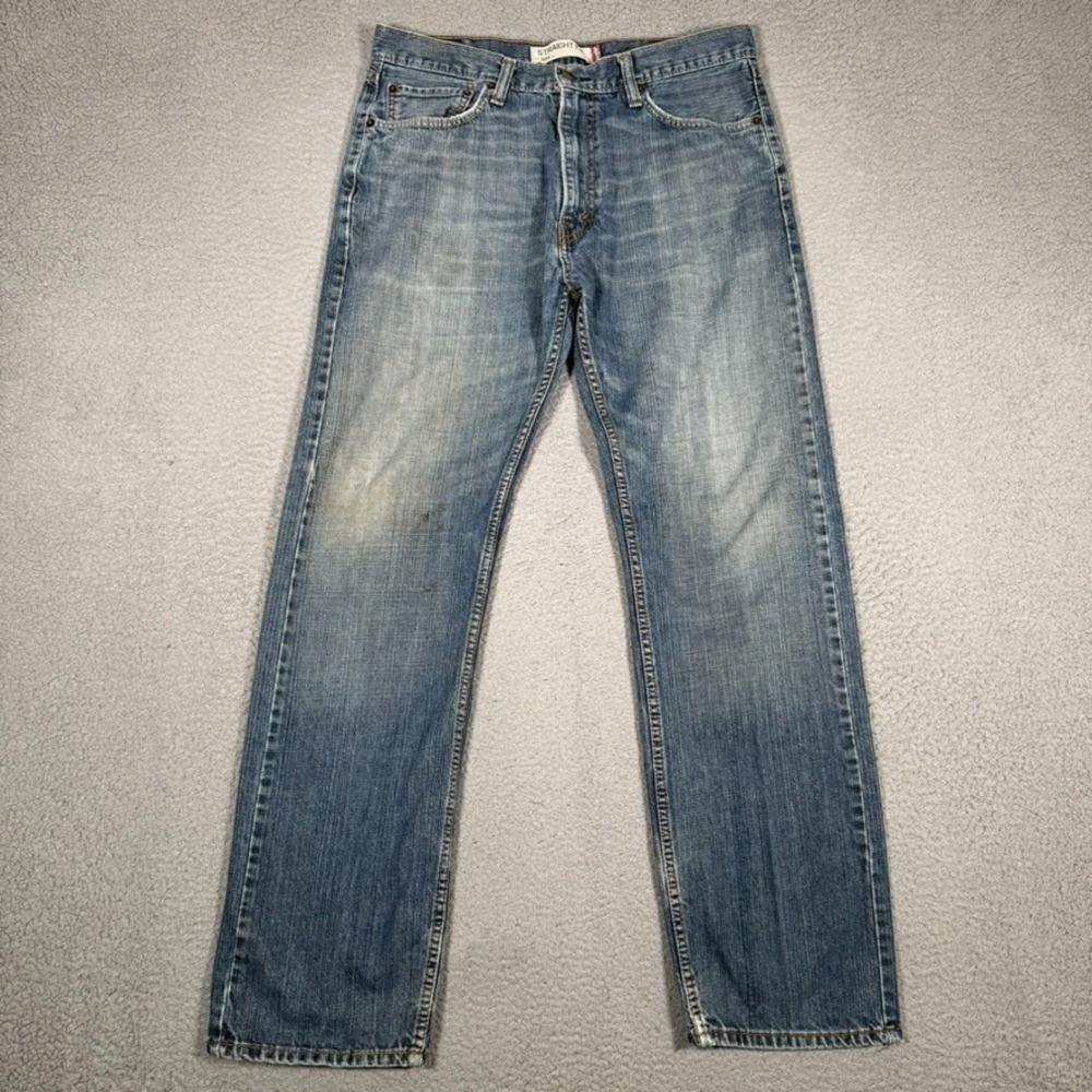Levis Jeans Mens 34x32 Blue 505 Straight Fit Denim Casual Logo Preppy 5 Pocket